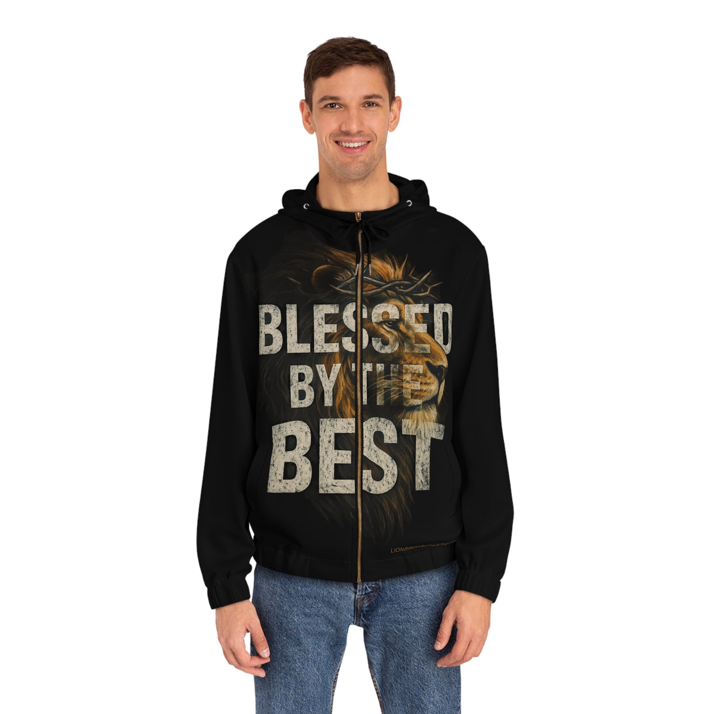 Men's Full-Zip Hoodie - Blessed by the Best, Inspirational Apparel, Gift for Him, Casual Wear, Versatile Fashion, Daily Use