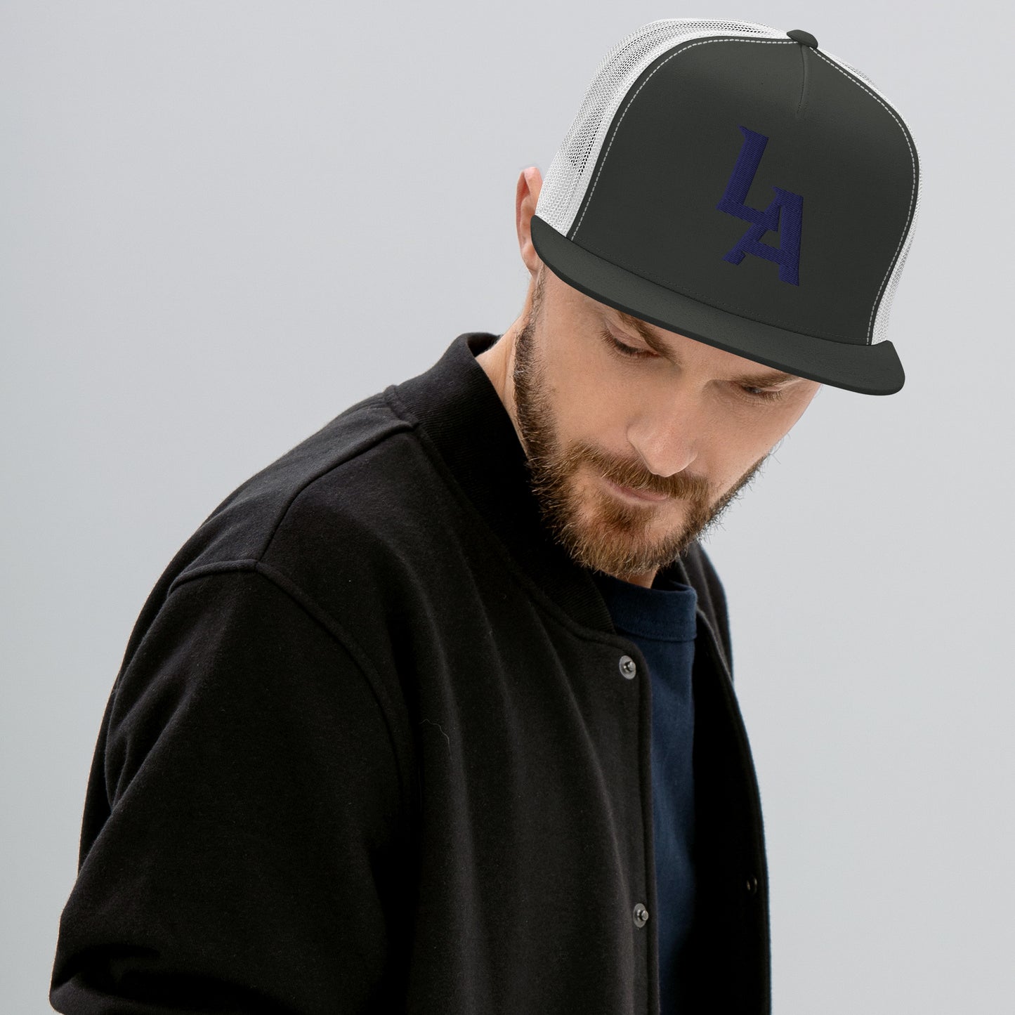 LA Blue flat billTrucker Cap