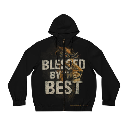 Men's Full-Zip Hoodie - Blessed by the Best, Inspirational Apparel, Gift for Him, Casual Wear, Versatile Fashion, Daily Use